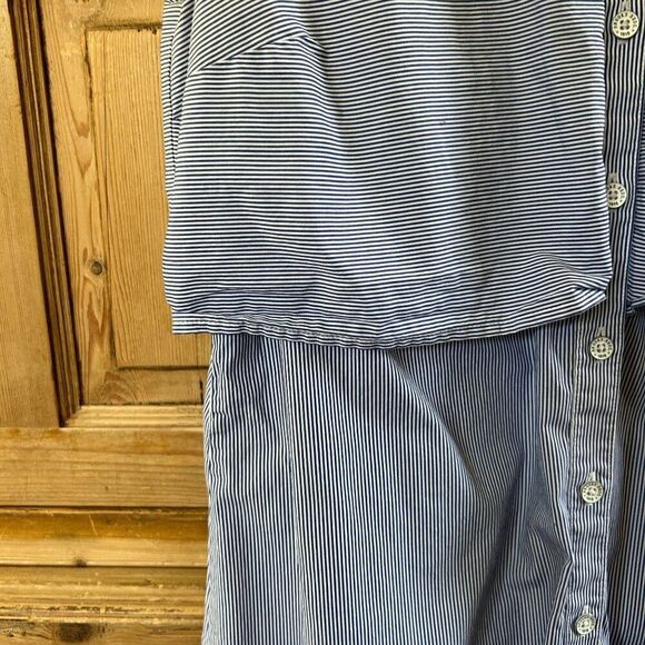 Brooks Brothers Red Fleece 6 Striped Button Front Dress Blue White Sleeveless - Picture 6 of 11